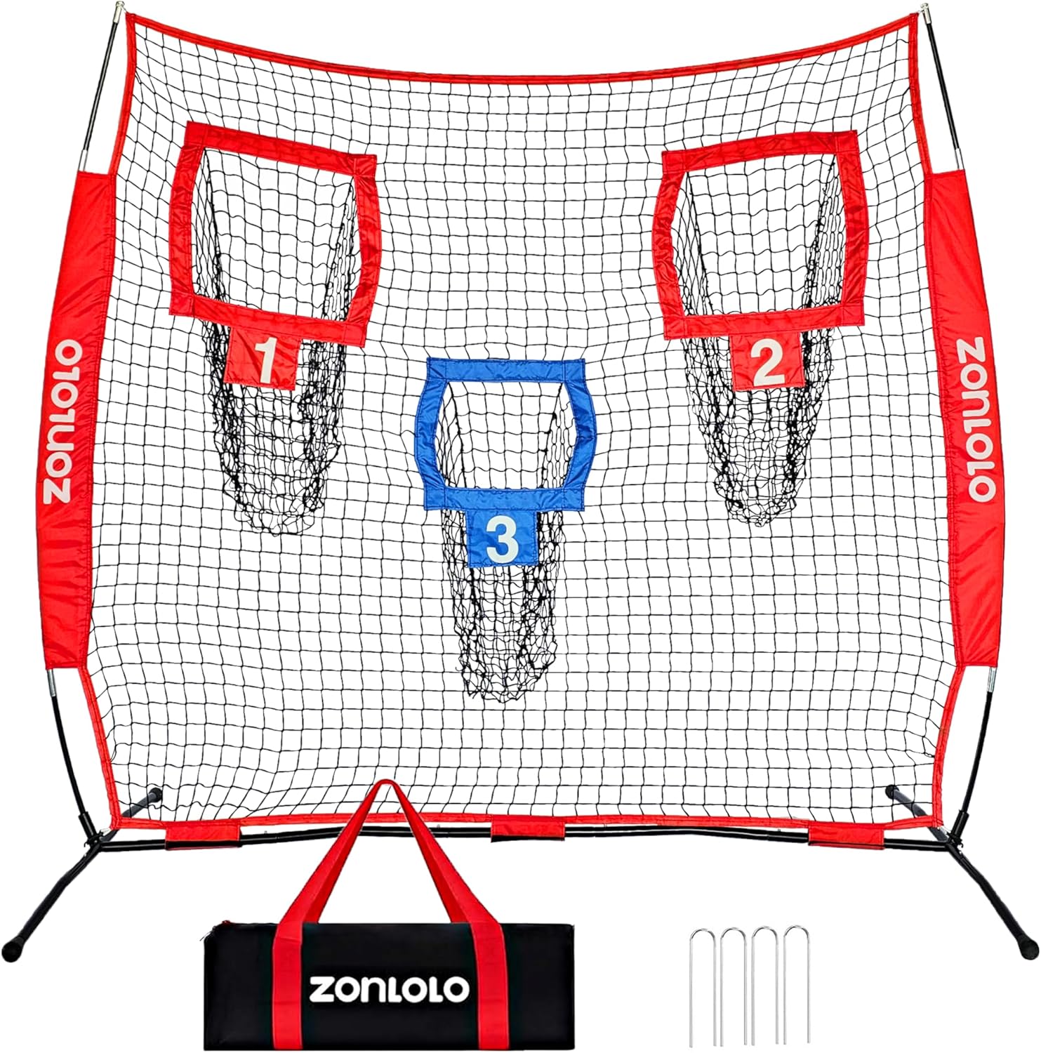 Zonlolo 6x6ft Football Training Net, Football Throwing Net with 3 Target Pockets, Portable QB Throwing Practice Equipment with Small Carry Bag,Most Suitable for Kids