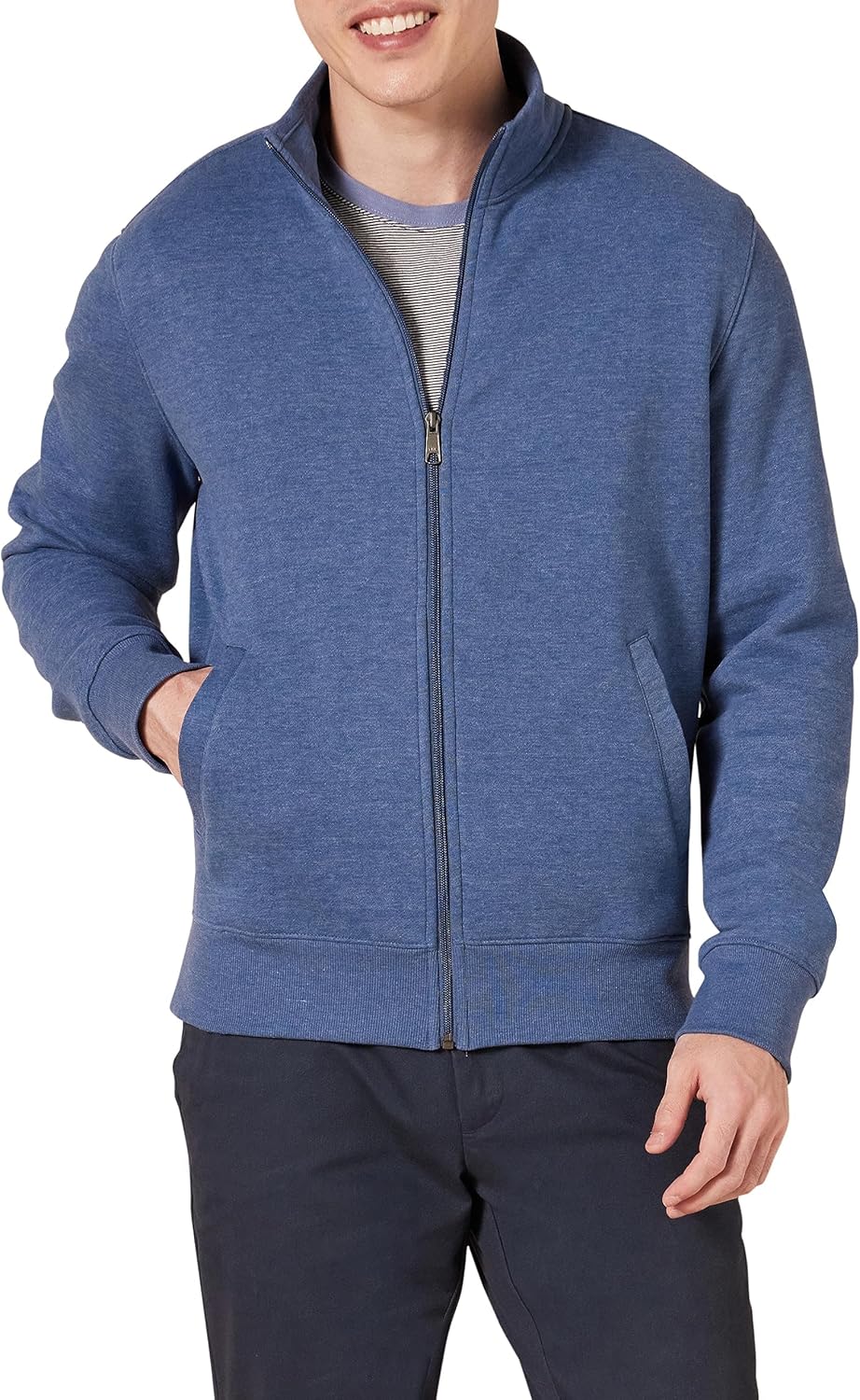 Amazon Essentials Men's Fleece Zip Up Mock Neck Sweatshirt, Midweight, Regular Fit
