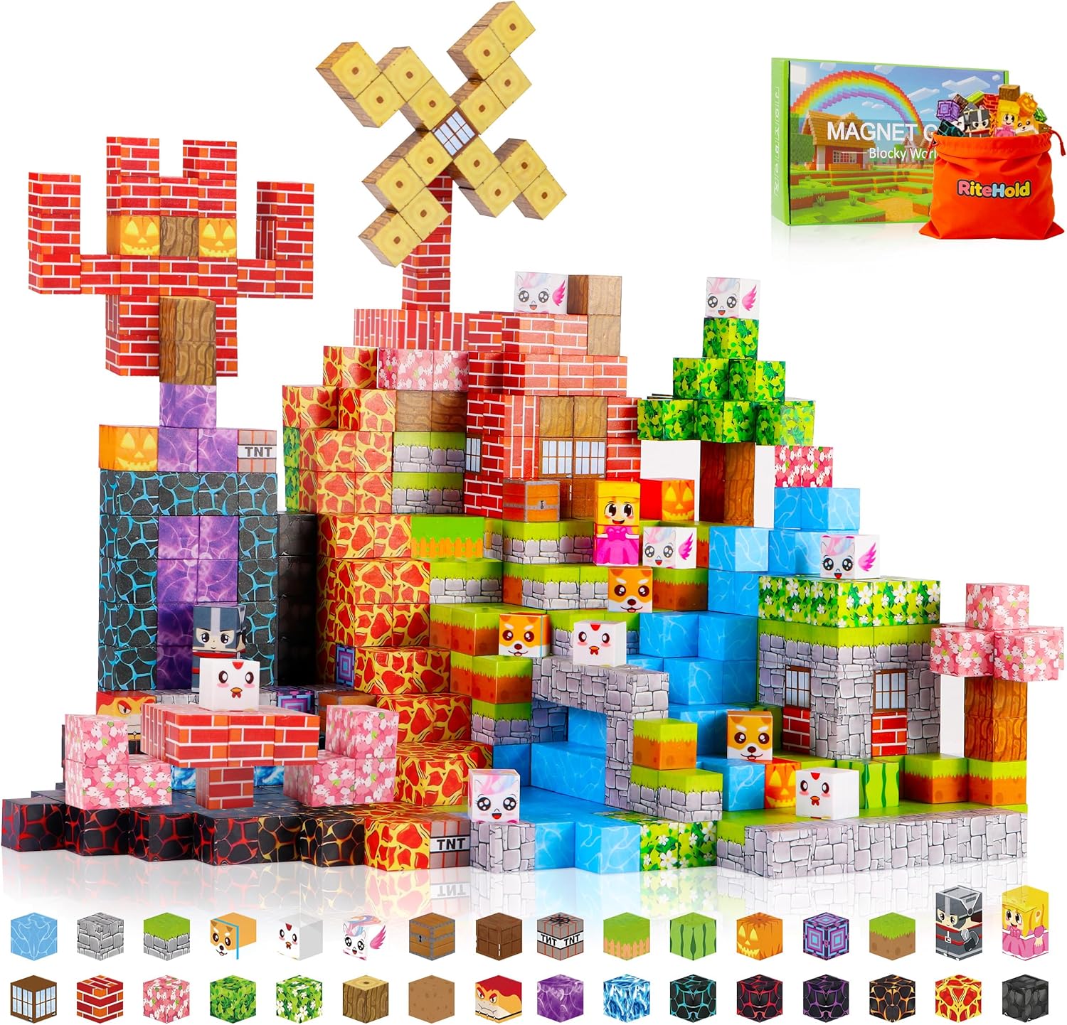 RiteHold Magnetic Building Blocks for Kids Magnet Build Cubes Toys Magnets STEM Montessori 150 PCS 0.8in Sensory Construction Game for Toddler Ages 3 4 5 6 7 8 9 10 Boys Girls Christmas Birthday Gifts