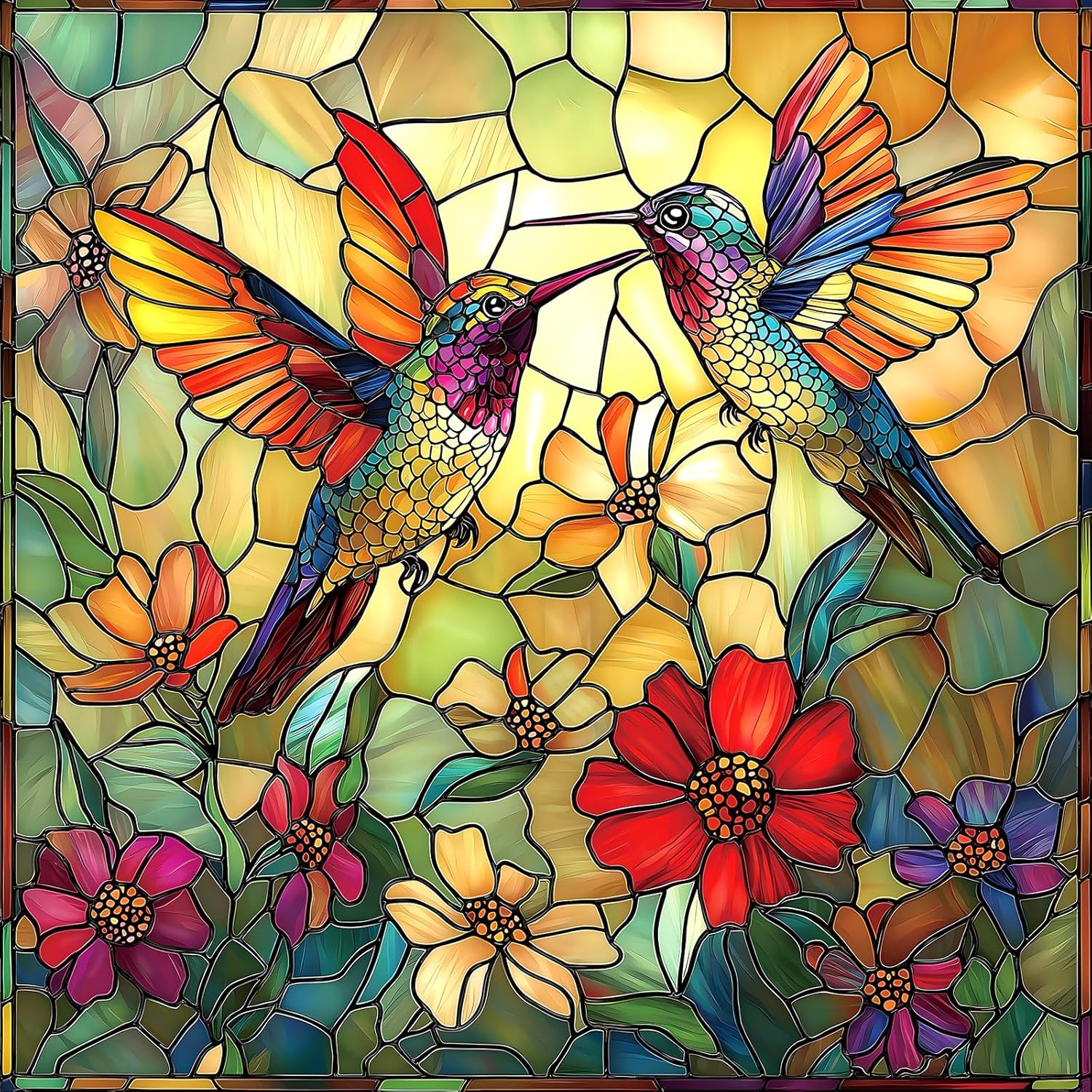 Vintage Paint Hummingbird Flower 500 Piece Puzzles for Adults, Easy Large Piece Puzzle for Seniors, Challenge Art Jigsaw Puzzles, for Gifts Party Games Family, 20x20 Inch Dust Free