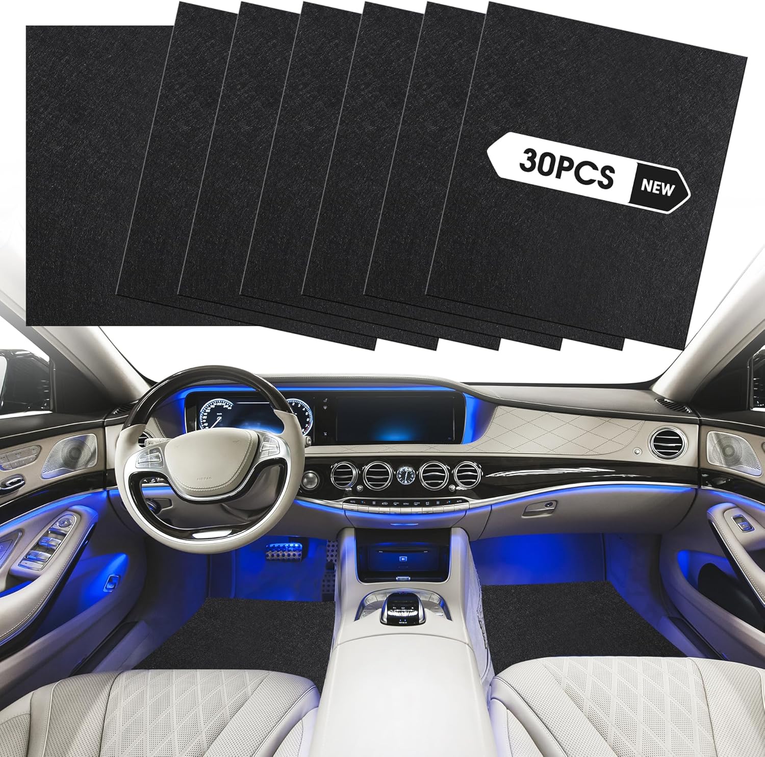 Disposable Floor Mats for Cars, 30 Pack Car Floor Mats, Black Automotive Floor Mats Waterproof Car Foot Pads, Mats for Car Detailing, Universal Fit Protective Front Rear Floor Mat for Cars (20"x16