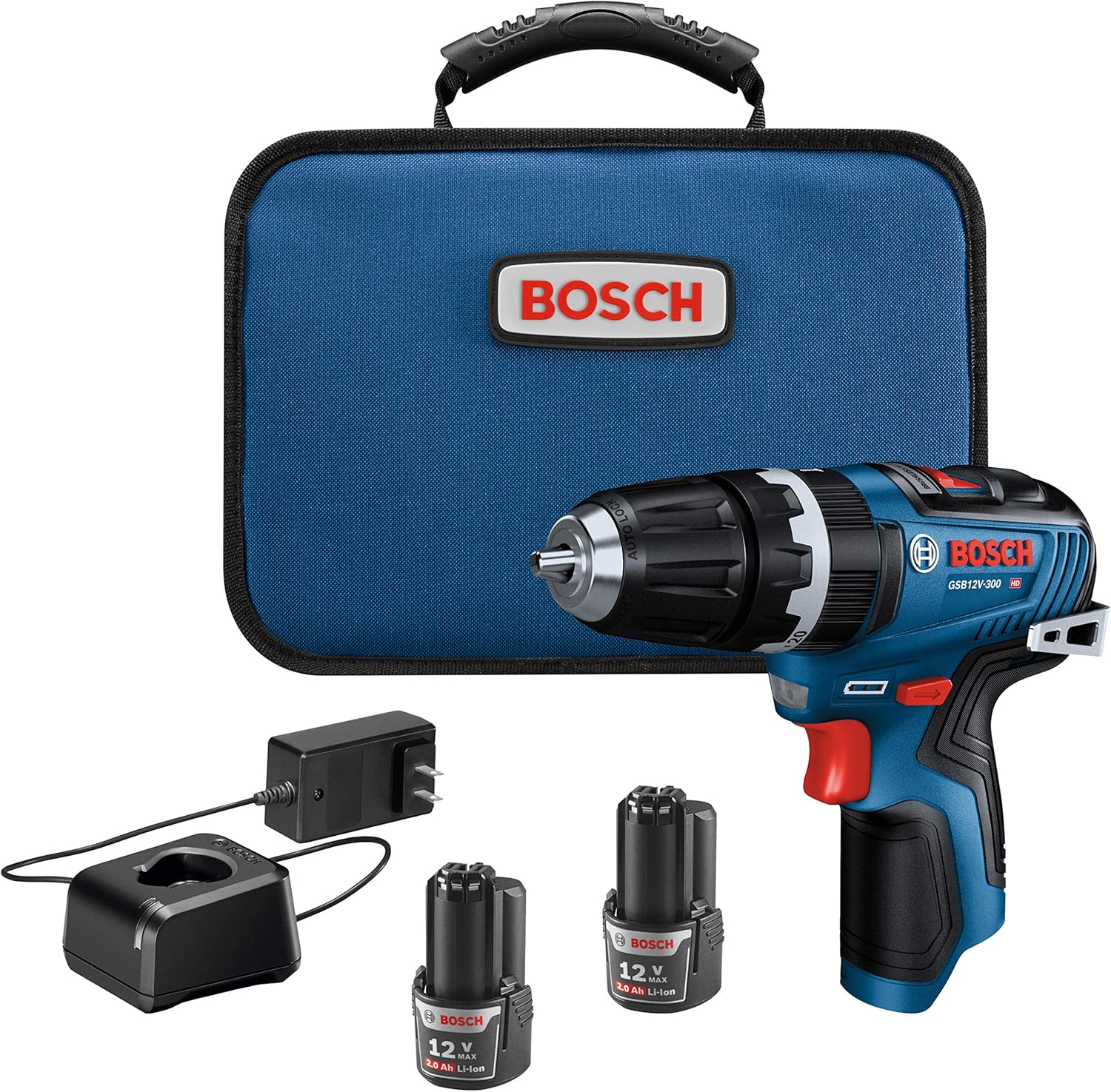Bosch GSB12V-300B22 12V Max Brushless 3\/8 In. Hammer Drill\/Driver Kit with (2) 2.0 Ah Batteries